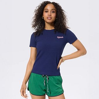 Women's Terez Navy Washington Nationals Ribbed T-Shirt