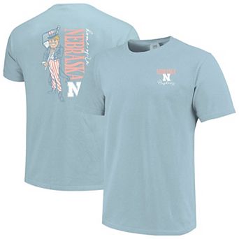 Women's Light Blue Nebraska Huskers Americana Mascot Comfort Colors T-Shirt