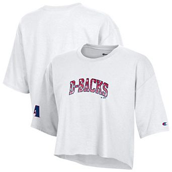 Women's Champion White Arizona Diamondbacks Boyfriend Cropped Americana T-Shirt