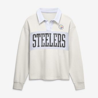 Women's Fanatics Cream Pittsburgh Steelers Heritage Play Action Rugby Long Sleeve Polo