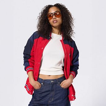 Women's Terez Red Washington Nationals Time Out Full-Snap Bomber Jacket