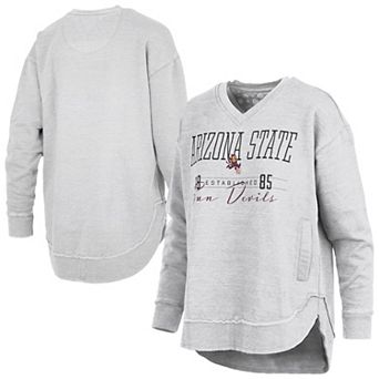 Women's Pressbox Heather Gray Arizona State Sun Devils Marcus East Hall Poncho V-Neck Sweatshirt
