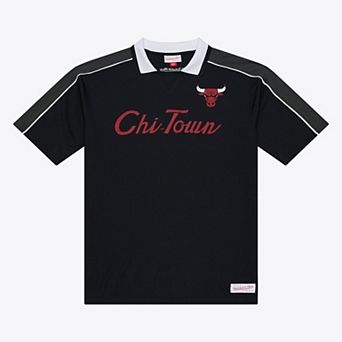 Men's Mitchell & Ness Black Chicago Bulls Polo Jersey