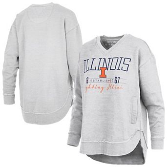 Women's Pressbox Heather Gray Illinois Fighting Illini Marcus East Hall Poncho V-Neck Sweatshirt
