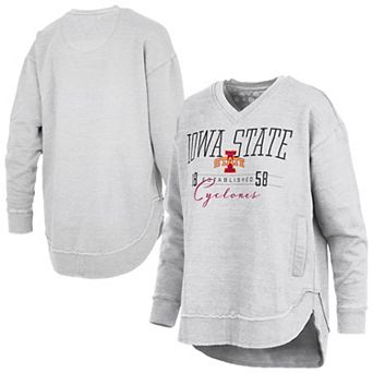 Women's Pressbox Heather Gray Iowa State Cyclones Marcus East Hall Poncho V-Neck Sweatshirt