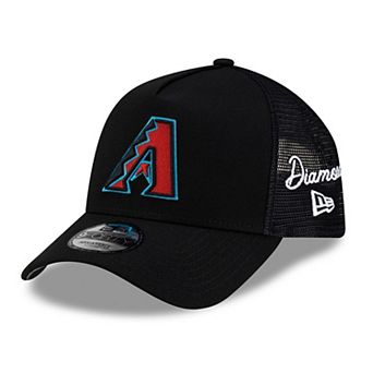 Men's New Era Black Arizona Diamondbacks Side Script 9FORTY A-Frame Trucker Adjustable Hat