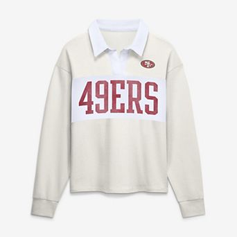 Women's Fanatics Cream San Francisco 49ers Heritage Play Action Rugby Long Sleeve Polo