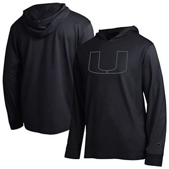 Men's Champion Black Miami Hurricanes Tonal All-Star Long Sleeve Hooded T-Shirt