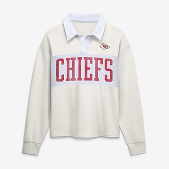 Women's Fanatics Cream Kansas City Chiefs Heritage Play Action Rugby Long Sleeve Polo