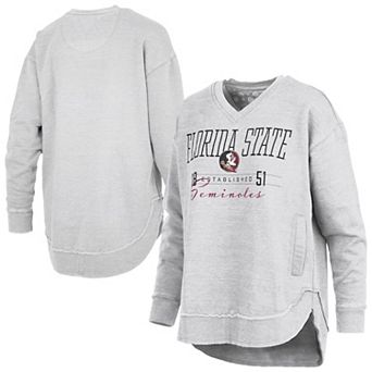 Women's Pressbox Heather Gray Florida State Seminoles Marcus East Hall Poncho V-Neck Sweatshirt