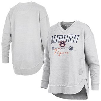 Women's Pressbox Heather Gray Auburn Tigers Marcus East Hall Poncho V-Neck Sweatshirt