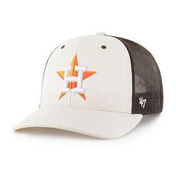Men's Carhartt x '47 Natural/Brown Houston Astros Undyed Trucker Adjustable Hat