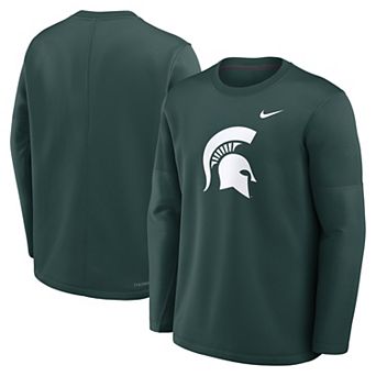 Men's Nike Green Michigan State Spartans 2026 Sideline Coaches Therma-FIT Long Sleeve Top