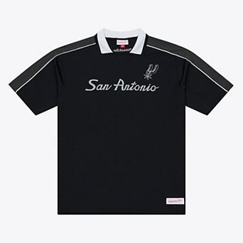 Men's Mitchell & Ness Black San Antonio Spurs Polo Jersey