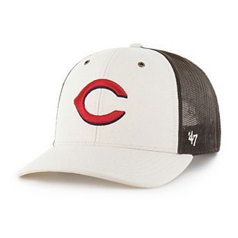 Men's Carhartt x '47 Natural/Brown Cincinnati Reds Undyed Trucker Adjustable Hat