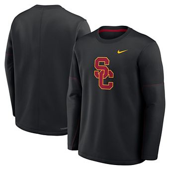 Men's Nike Black USC Trojans 2026 Sideline Coaches Therma-FIT Long Sleeve Top