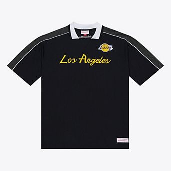 Men's Mitchell & Ness Black Los Angeles Lakers Polo Jersey