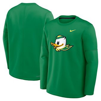 Men's Nike Green Oregon Ducks 2026 Sideline Coaches Therma-FIT Long Sleeve Top