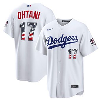 Men's Nike Shohei Ohtani White Los Angeles Dodgers USA 250 Fourth of July Home Stadium Jersey