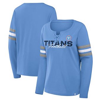Women's Fanatics Blue Tennessee Titans Team First Coverage Scheme Lace-Up Long Sleeve T-Shirt