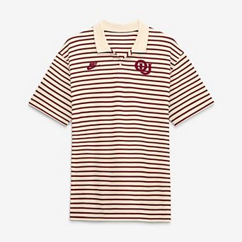 Men's Nike Natural/Crimson Oklahoma Sooners Striped Primary Logo Dri-FIT Polo