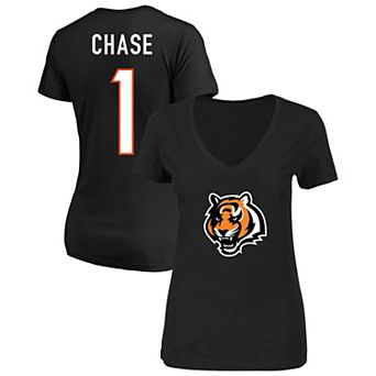 Women's Fanatics Ja'Marr Chase Black Cincinnati Bengals Plus Size Name & Number V-Neck T-Shirt