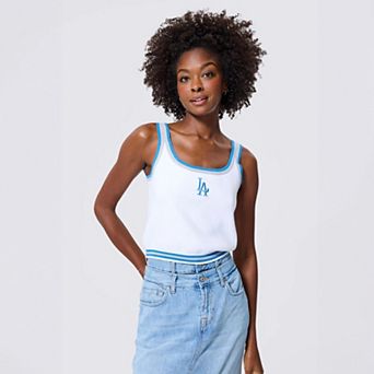 Women's Terez White Los Angeles Dodgers Knit Cropped Tank Top