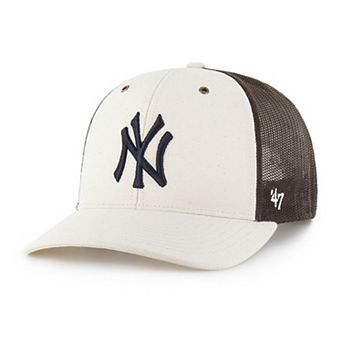 Men's Carhartt x '47 Natural/Brown New York Yankees Undyed Trucker Adjustable Hat