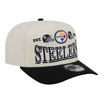 Men's New Era Cream/Black Pittsburgh Steelers A-Frame 9FIFTY Snapback Hat