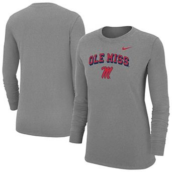 Women's Nike Heather Gray Ole Miss Rebels Core Long Sleeve T-Shirt