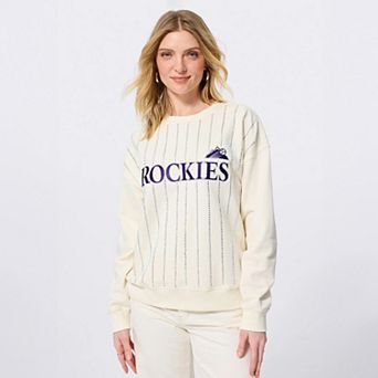 Women's Terez White Colorado Rockies Marquee Gemstone Stripe sweatshirt