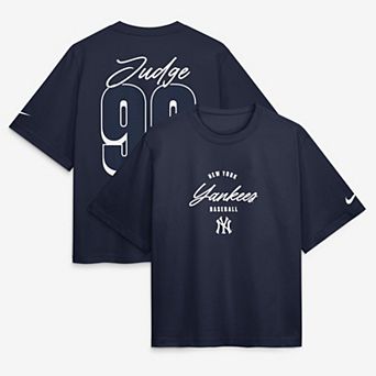 Women's Nike Aaron Judge Navy New York Yankees Premium Essentials Boxy Name & Number T-Shirt