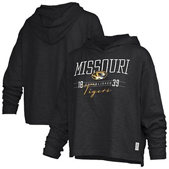 Women's Pressbox Black Missouri Tigers Castillo Slub Waist Length Long Sleeve Hooded T-Shirt