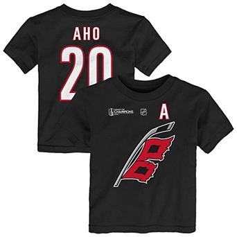 Toddler Outerstuff Sebastian Aho Black Carolina Hurricanes 2026 Stanley Cup Champions Name & Number T-Shirt