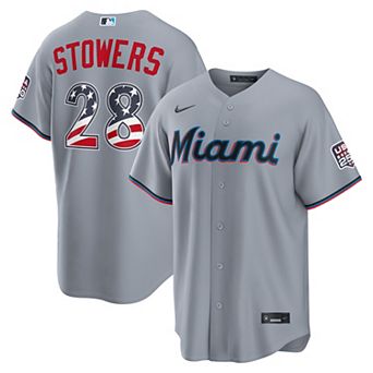 Men's Nike Kyle Stowers Gray Miami Marlins USA 250 Fourth of July Road Stadium Jersey