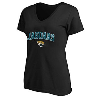 Women's Fanatics Black Jacksonville Jaguars Plus Size Arch Over Logo V-Neck T-Shirt
