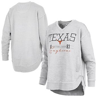 Women's Pressbox Heather Gray Texas Longhorns Marcus East Hall Poncho V-Neck Sweatshirt
