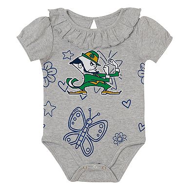 Infant Outerstuff Navy/Gray Notre Dame Fighting Irish Two-Pack Playtime Ruffle Bodysuit Set