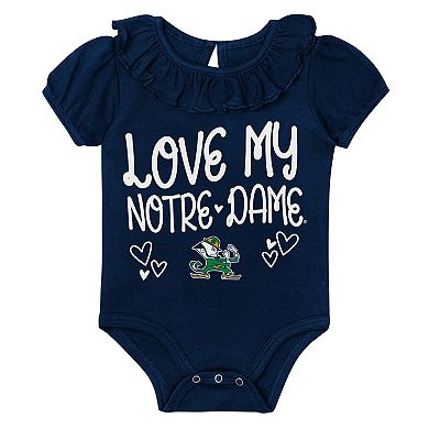 Infant Outerstuff Navy/Gray Notre Dame Fighting Irish Two-Pack Playtime Ruffle Bodysuit Set