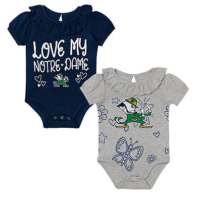 Infant Outerstuff Navy/Gray Notre Dame Fighting Irish Two-Pack Playtime Ruffle Bodysuit Set