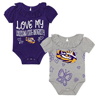 Infant Outerstuff Purple/Gray LSU Tigers Two-Pack Playtime Ruffle Bodysuit Set
