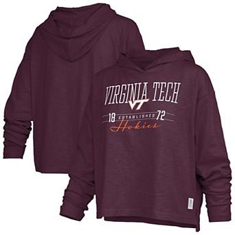 Women's Pressbox Maroon Virginia Tech Hokies Castillo Slub Waist Length Long Sleeve Hooded T-Shirt