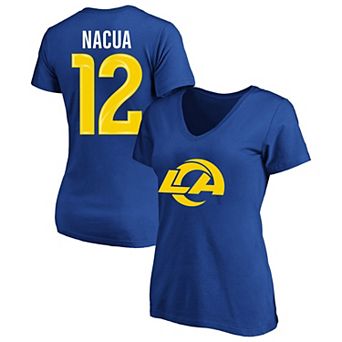 Women's Fanatics Puka Nacua Royal Los Angeles Rams Plus Size Name & Number V-Neck T-Shirt
