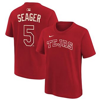 Youth Nike Corey Seager Red Texas Rangers 2026 City Connect Name & Number T-Shirt