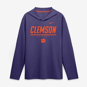 Men's Nike Purple Clemson Tigers 2026 Sideline Lightweight Long Sleeve Hooded Dri-FIT Top