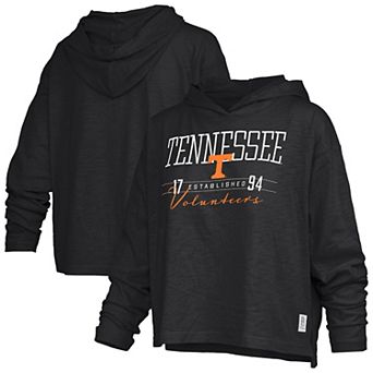 Women's Pressbox Black Tennessee Volunteers Castillo Slub Waist Length Long Sleeve Hooded T-Shirt
