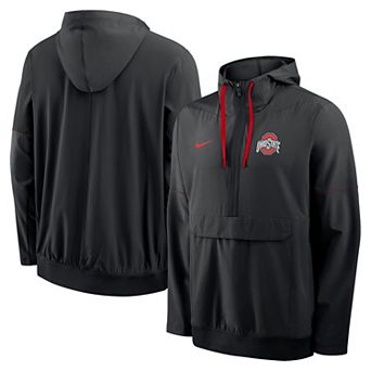 Men's Nike Black Ohio State Buckeyes 2026 Sideline Anorak Half-Zip Hooded Jacket