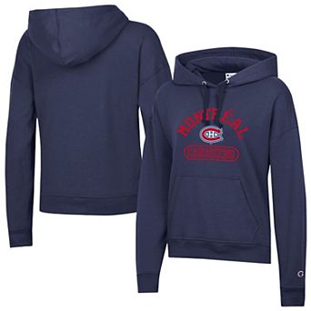 Women's Champion Navy Montreal Canadiens Arched Pill Box Hoodie