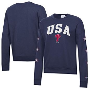 Women's Champion Navy Philadelphia Phillies Americana Fleece Crewneck Sweatshirt