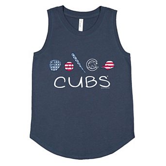 Girls Youth Soft as a Grape Denim Chicago Cubs Americana Tank Top